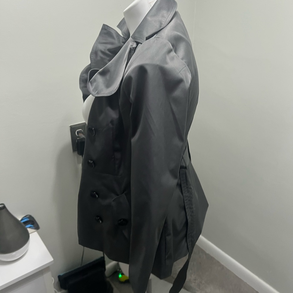 Sandro Steel Gray Double-Breasted Trench Coat - Picture 2 of 8